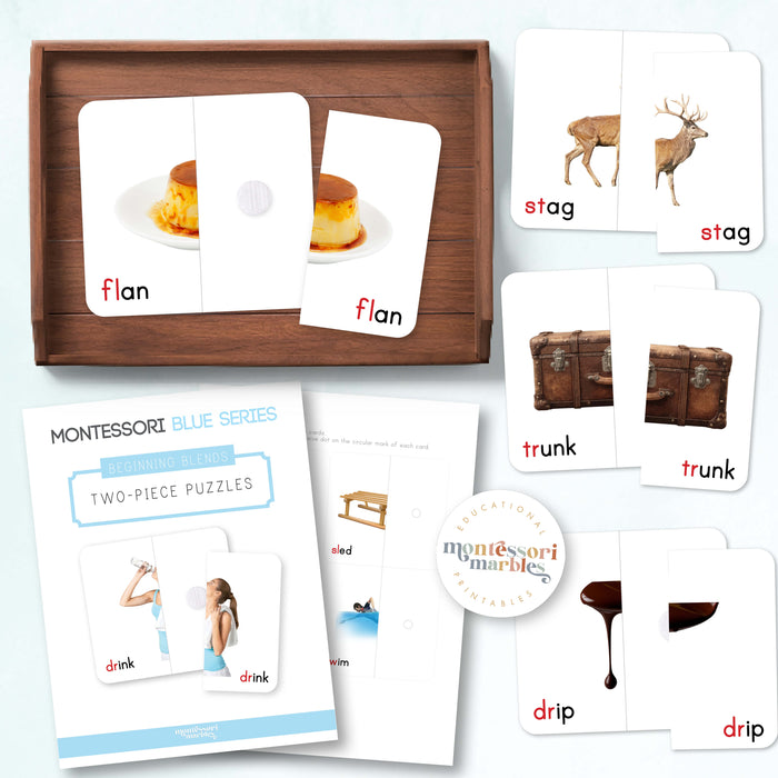 Montessori Blue Series Two-Piece Puzzles | Beginning Blends