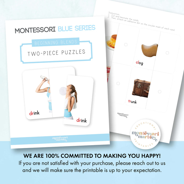 Montessori Blue Series Two-Piece Puzzles | Beginning Blends