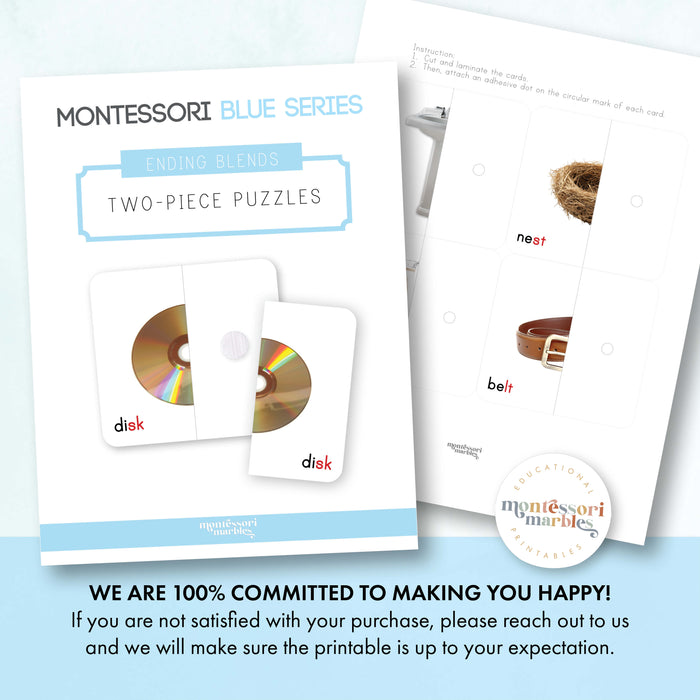 Montessori Blue Series Two-Piece Puzzles | Ending Blends