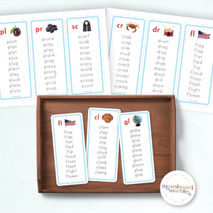 Montessori Blue Series Word Lists for Beginning Blends