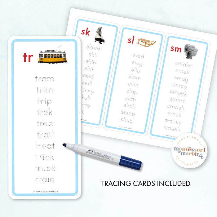 Montessori Blue Series Word Lists for Beginning Blends