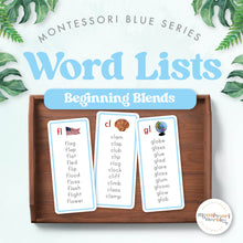 Load image into Gallery viewer, Montessori Blue Series Word Lists for Beginning Blends
