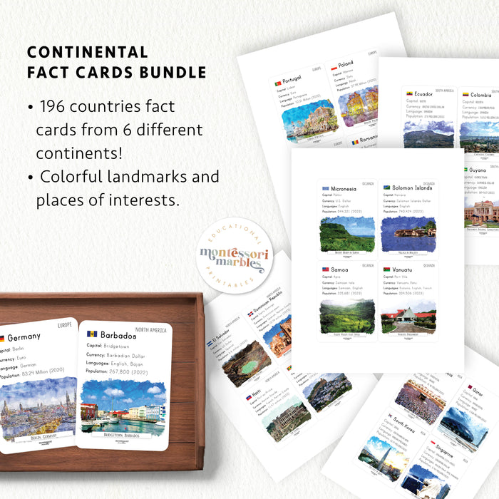 Continental Fact Cards Bundle