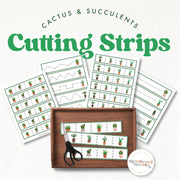 Cactus cutting strips for fine motor skills—desert plant nature study, ages 3-6