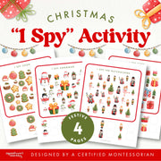 Christmas-themed I Spy visual search activity with numbers — ages 3-6