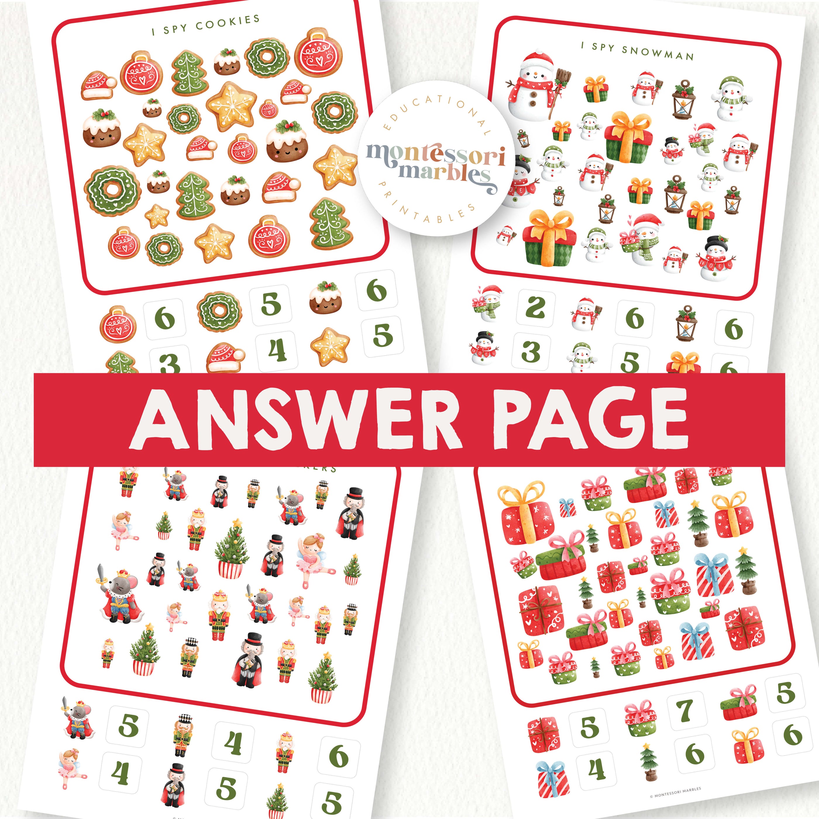 Christmas I Spy Activity | Holiday Counting Worksheets Ages 3-6 PDF ...