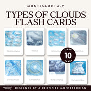 Cloud types and formations flash cards—earth science and meteorology study, ages 6-9