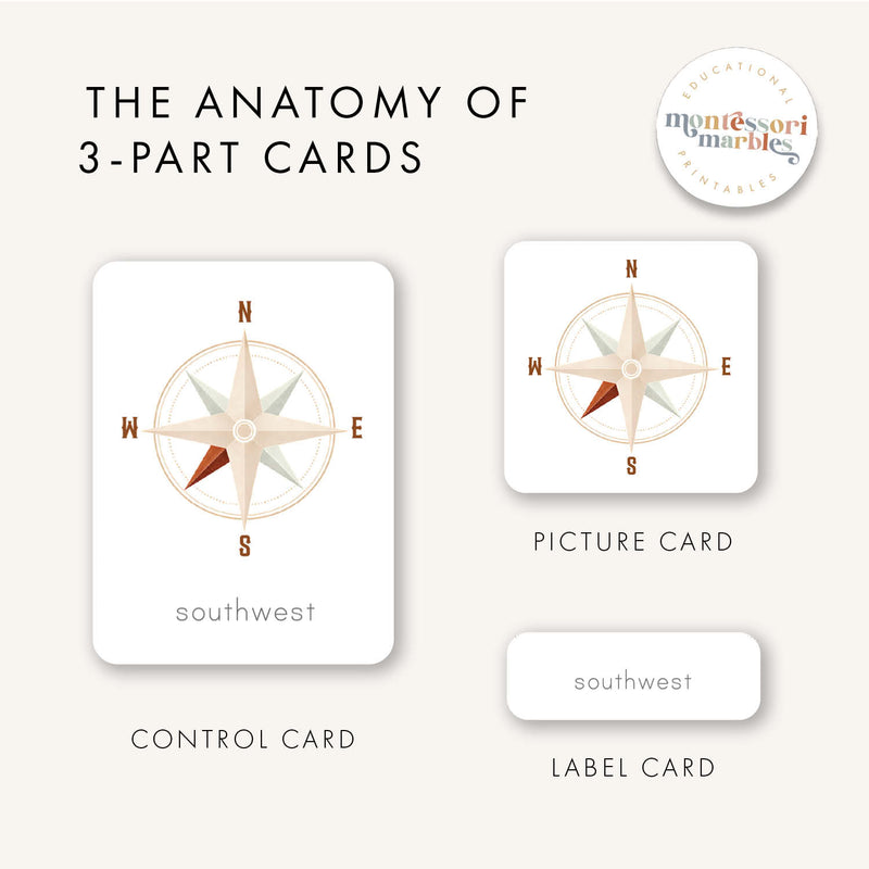 Compass Rose 3-Part Cards