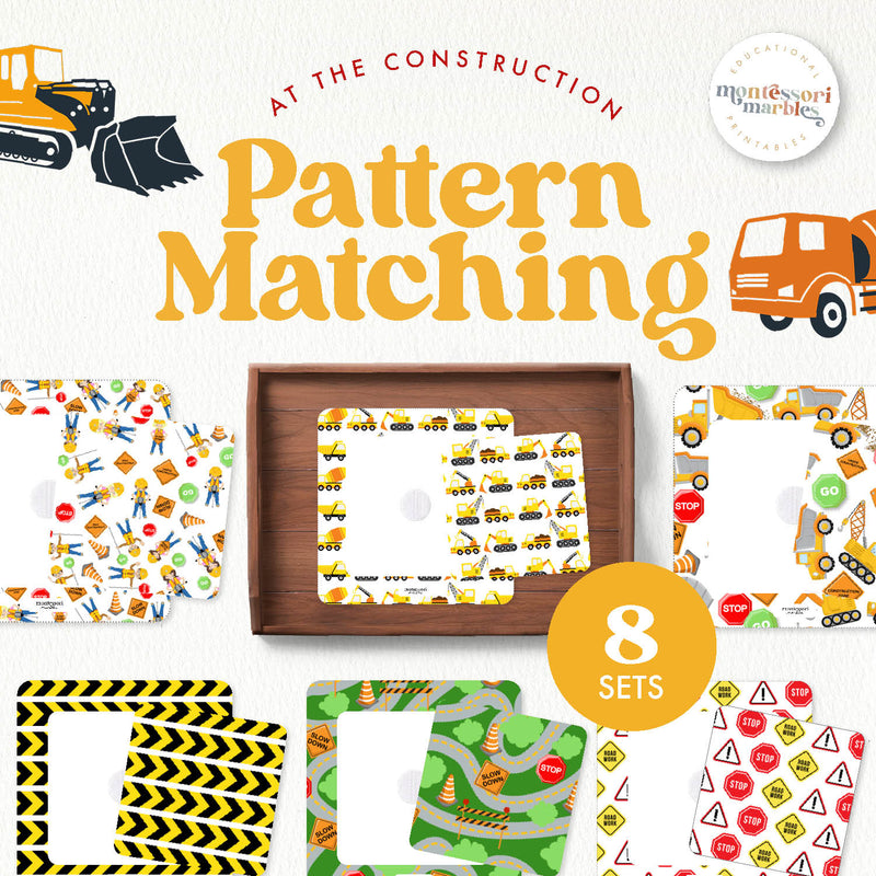 Construction vehicle pattern matching activity for visual discrimination practice