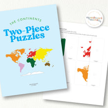 Load image into Gallery viewer, Continents Two-Piece Puzzles
