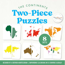 Load image into Gallery viewer, Continents Two-Piece Puzzles
