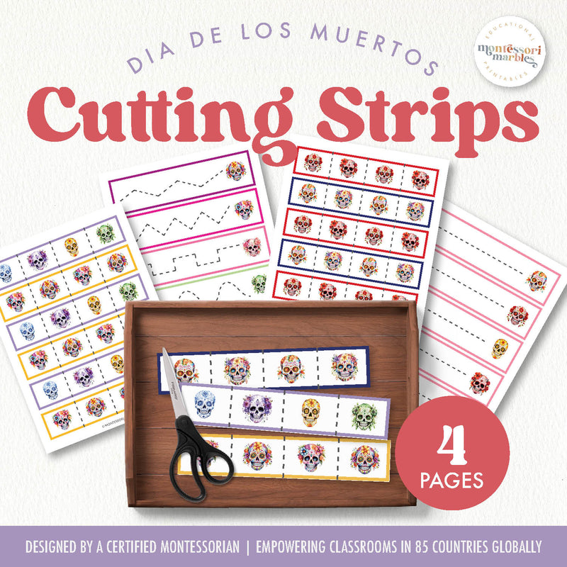 Día de los Muertos cutting strips for cultural celebration and fine motor practice