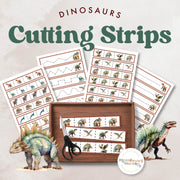 Dinosaur cutting strips for prehistoric fine motor practice