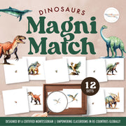 Dinosaur magnifying glass matching activity for prehistoric study