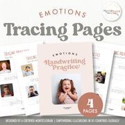 Emotions tracing pages for handwriting and emotional intelligence development