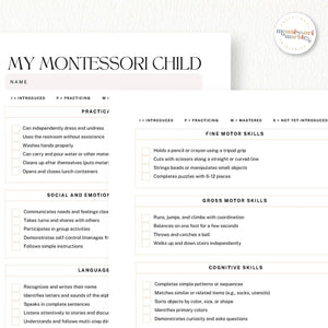 Montessori 3-6 Evaluation Kit and Checklists