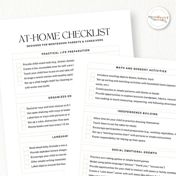 Montessori 3-6 Evaluation Kit and Checklists