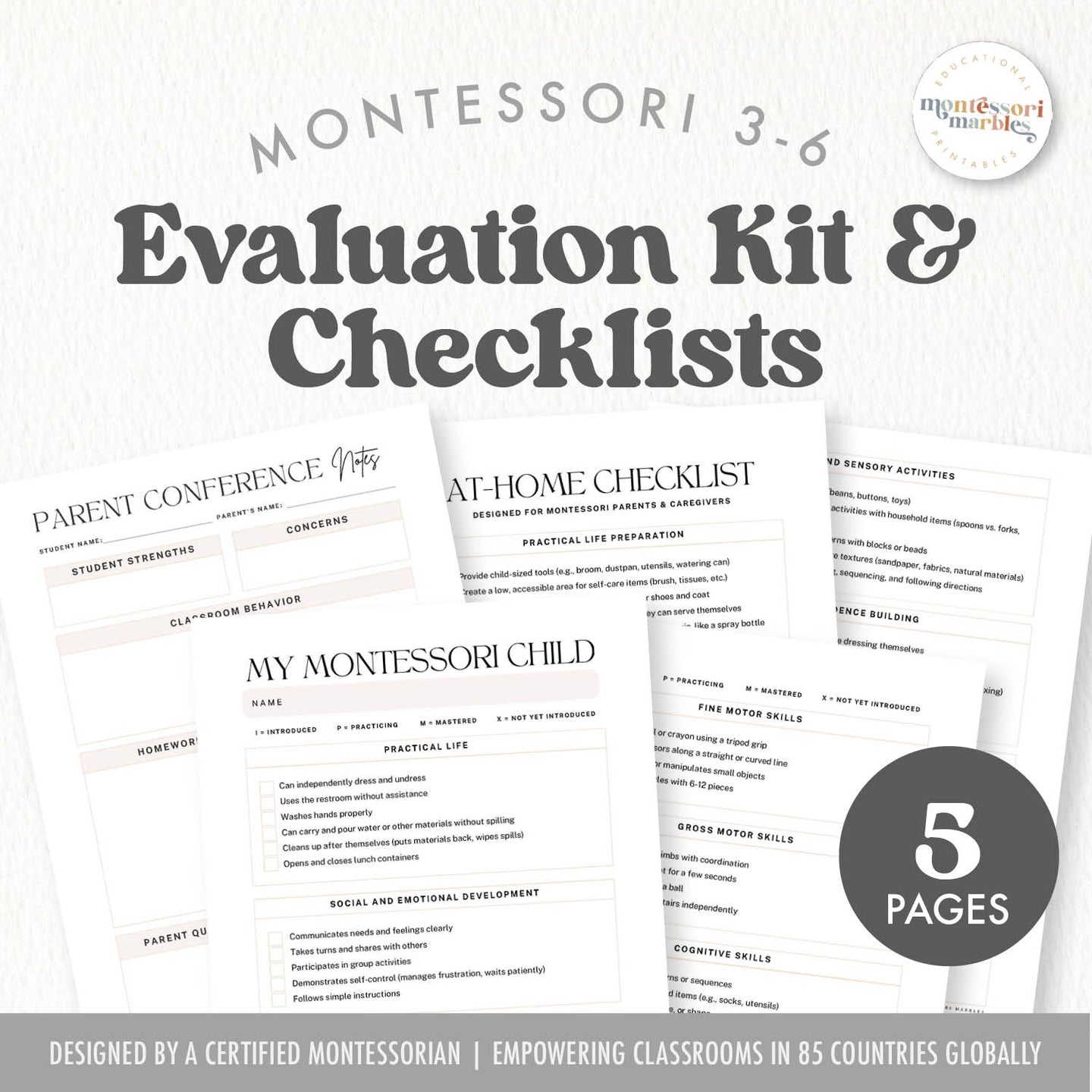 Montessori 3-6 Evaluation Kit and Checklists