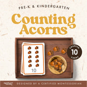 Acorns counting 1-10 for math and fall learning — ages 3-6