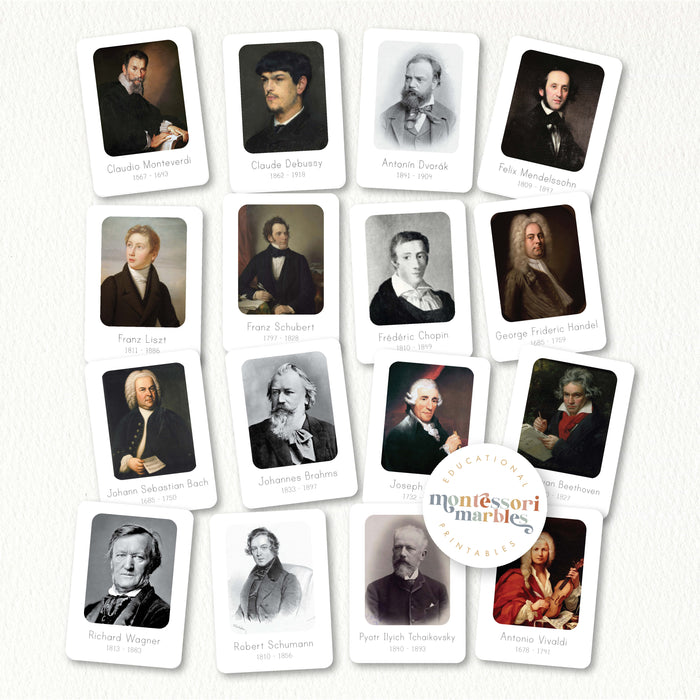 Famous Classical Music Composers Flash Cards