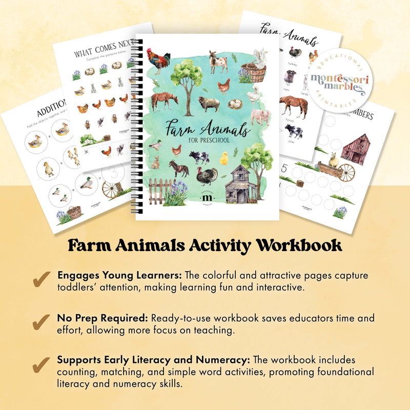 Farm Animals PreK Workbook Bundle