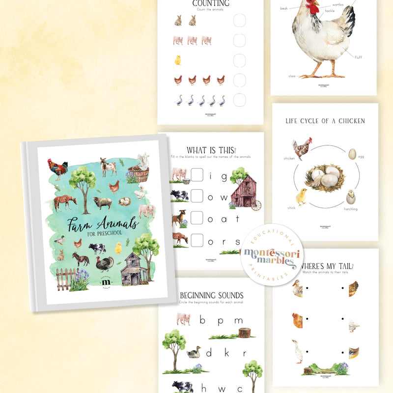Farm Animals PreK Workbook Bundle