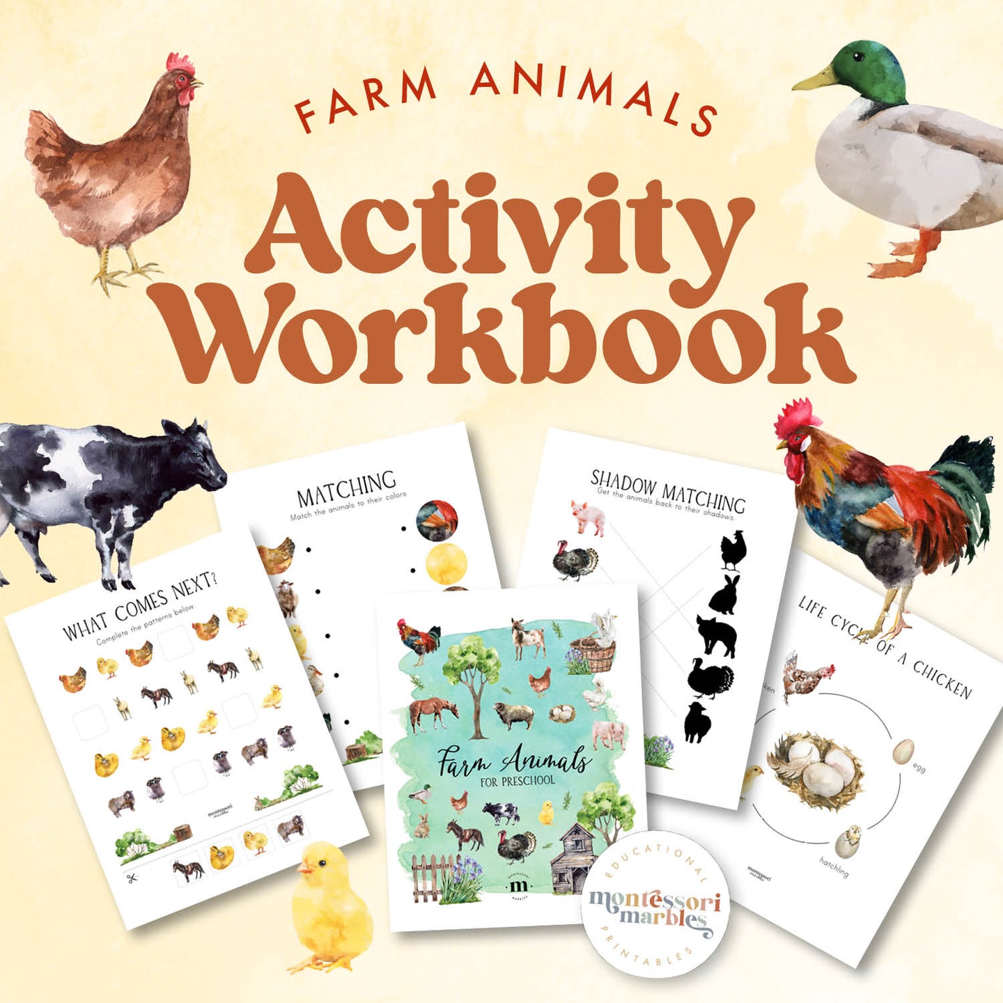 Farm Animals PreK Workbook Bundle