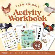 Farm animals workbook bundle with practice pages — Montessori activity collection, ages 3-6