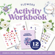 Spring flower activity workbook with botanical learning — ages 3-6