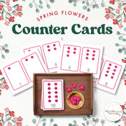 Spring flowers counter cards for counting 1 to 10 practice