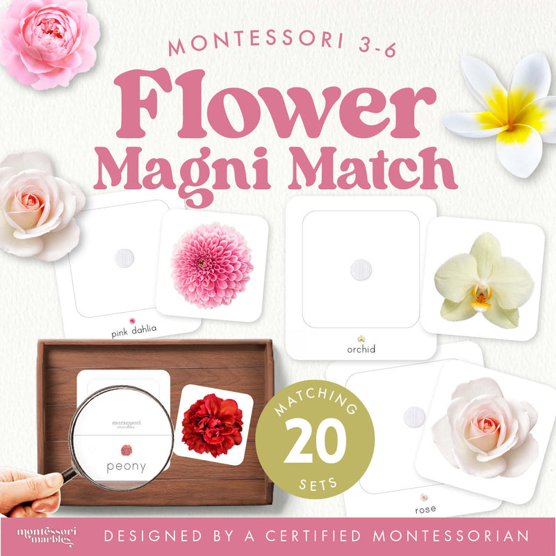 Flower magnifying glass matching activity — ages 3-6
