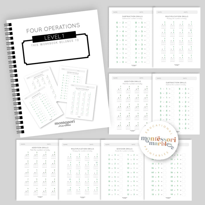 Four Box Math Pages Math Operations Workbook Level 1 | 160 Questions Four Operations Ages 6 ...
