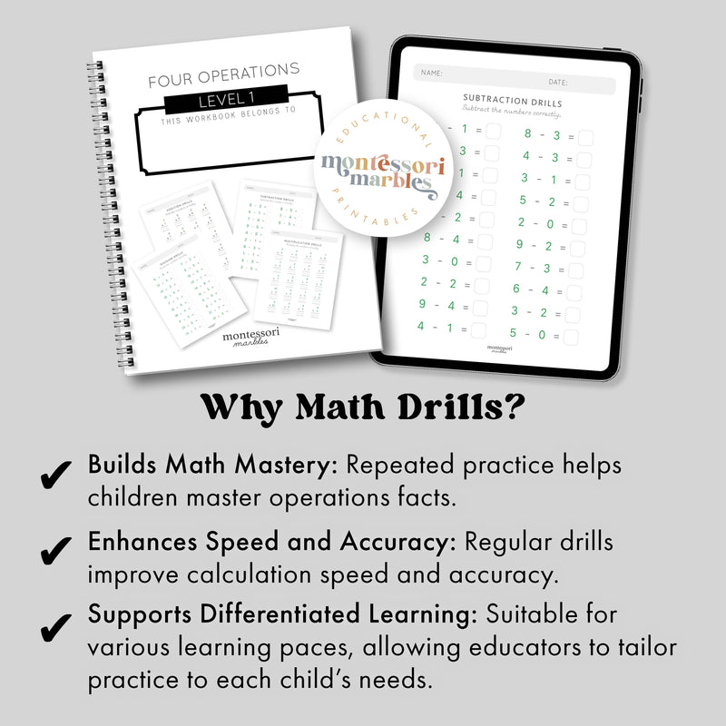 Math Operations Workbook Level 1