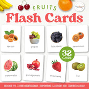 Fruits flash cards with real photographs — vocabulary building for nutrition and plant study
