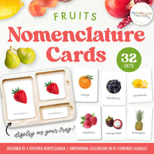 Load image into Gallery viewer, Fruits Montessori Nomenclature Cards
