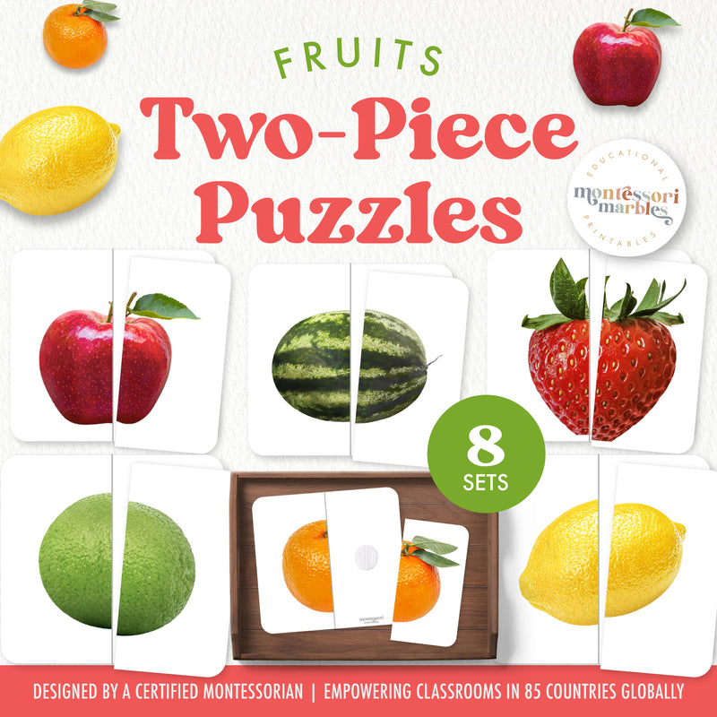Fruits symmetry puzzles — two-piece matching with real fruit images for healthy eating study