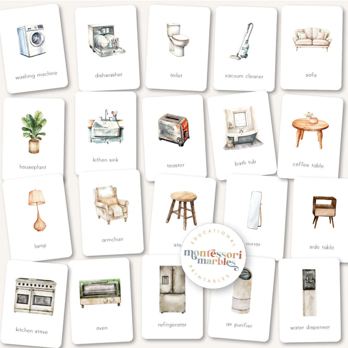 Home Objects: Furniture & Appliances Flash Cards
