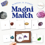 Minerals magnifying match game for geology study