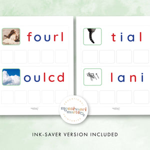 Montessori Green Series Jumbled Words