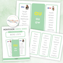 Load image into Gallery viewer, Montessori Green Series Word Lists for Phonogram
