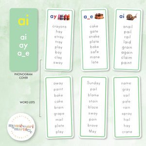 Montessori Green Series Word Lists for Phonogram