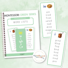 Load image into Gallery viewer, Montessori Green Series Word Lists for Phonogram
