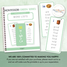 Load image into Gallery viewer, Montessori Green Series Word Lists for Phonogram
