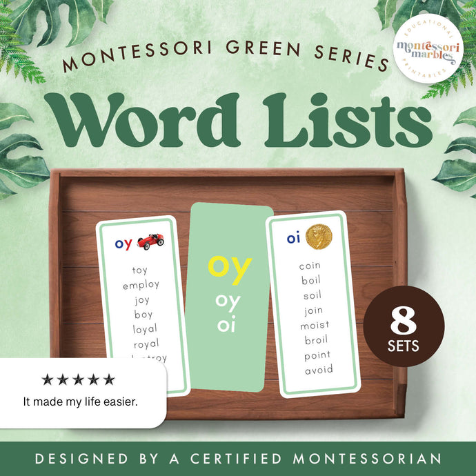 Montessori Green Series Word Lists for Phonogram