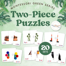 Load image into Gallery viewer, Montessori Green Series Two-Piece Puzzles
