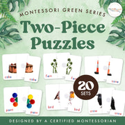 Green Series symmetry puzzles for Montessori language study