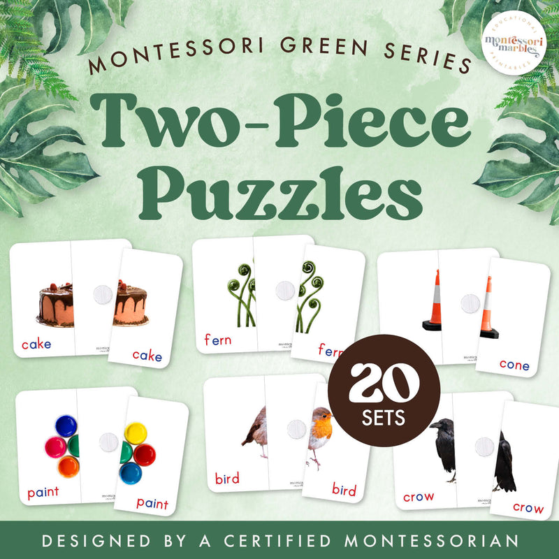 Green Series symmetry puzzles for Montessori language study