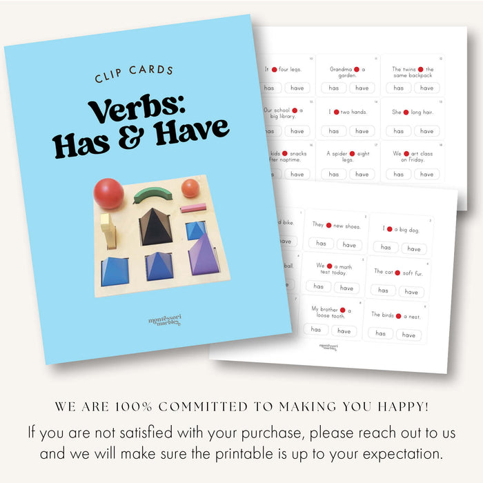 Verbs: Has and Have Clip Cards