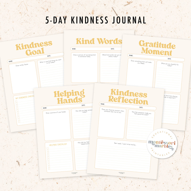 Montessori-Inspired Kindness Journal for Kids Ages 5-9