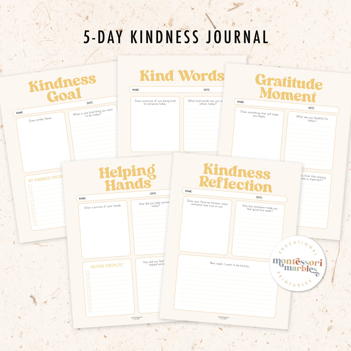 Montessori-Inspired Kindness Journal for Kids Ages 5-9